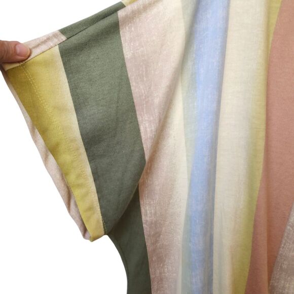 Truself Tie Front Short Sleeve Multicolored Striped Top Sz 3X - Picture 7 of 10